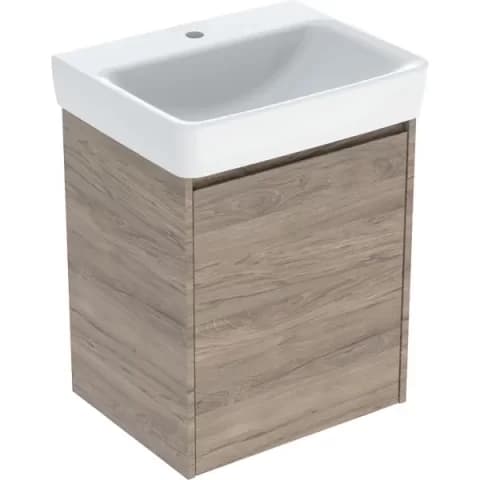 Set lavoar si mobilier Geberit Selnova Square, 55x44x70 cm, nuc hicori