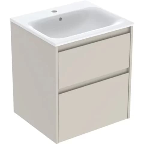 Set lavoar si mobilier Geberit Selnova Square cu doua sertare, 55x48x62 cm, gri nisip mat