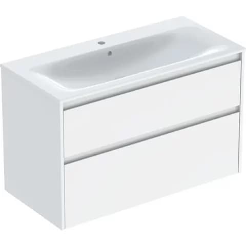 Set lavoar si mobilier Geberit Selnova Square cu doua sertare, 100x48x62 cm, alb lucios
