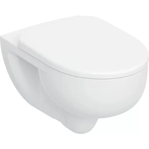 Vas wc Geberit Selnova cu capac soft-close agatat, fara margine, cu spalare turbionara, alb lucios