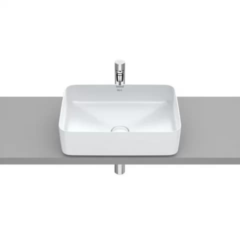 Lavoar baie pe blat, alb perlat Roca Inspira Square 50x37 cm