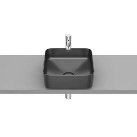 Lavoar baie pe blat, antracit, patrat Roca Inspira Square 37x37 cm