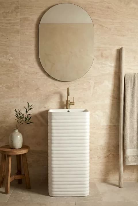 Lavoar freestanding ceramic – alb lucios, forma dreptunghiulara