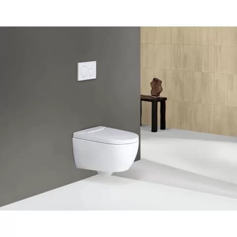 Vas WC Geberit AquaClean cu functie de bideu, suspendat, fara margine alb