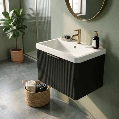 Set mobilier cu lavoar suspendat Frost 50 cm, negru