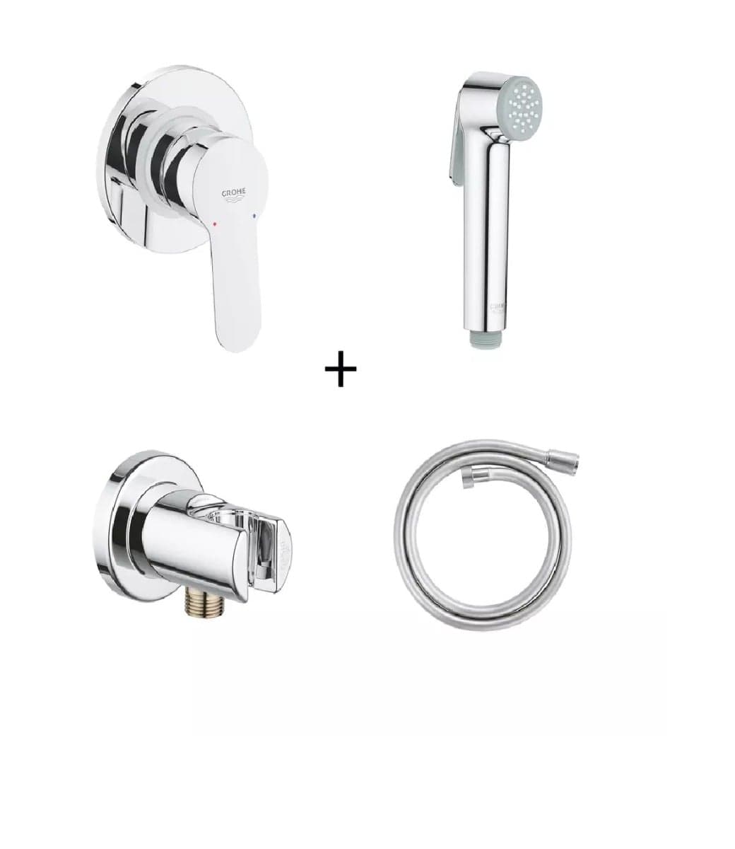 Set dus igiena intima Grohe Trigger Spray, cu baterie incastrata si furtun, crom - 129188