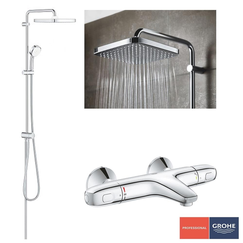 pachet coloana dus grohe tempesta 250 palarie patrata baterie cada dus grohtherm 1000 26694001 34816003