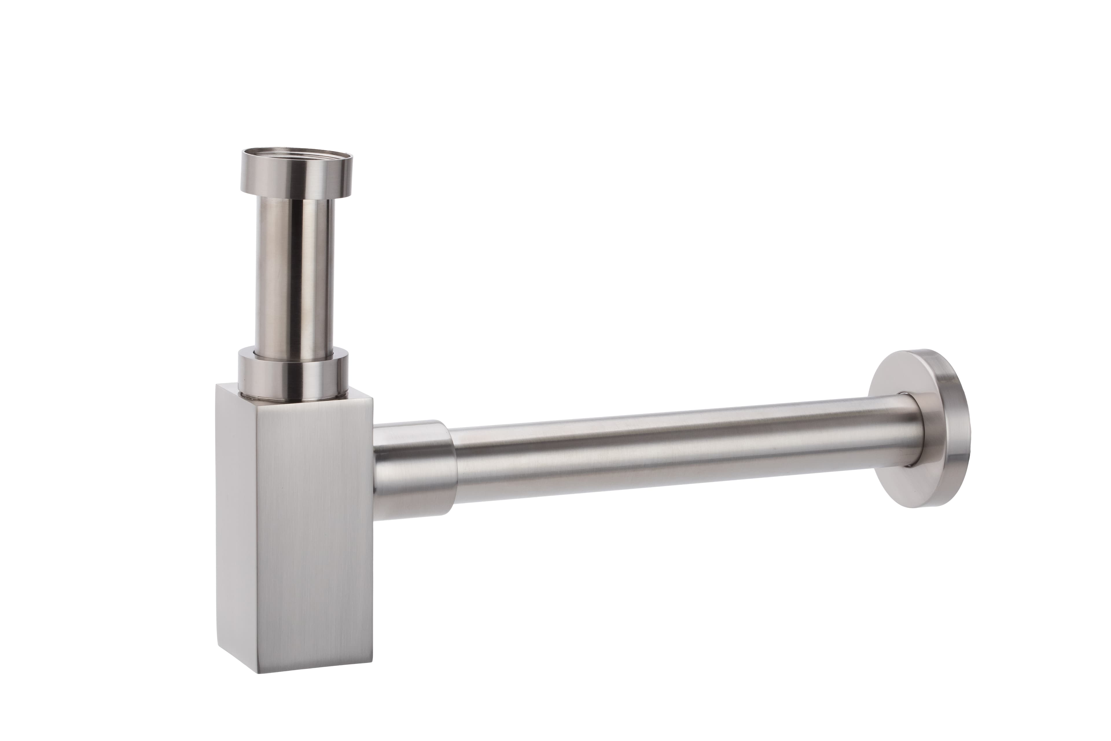 Sifon lavoar rectangular tip butelie Kleome din alama 1 1 4  x32 mm, nichel periat