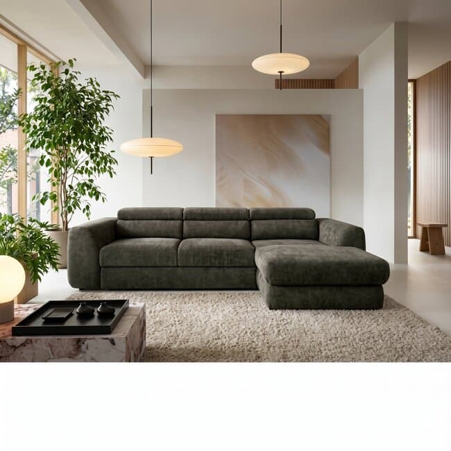 Coltar extensibil Bluvel l, lada de depozitare generoasa, spatiu de dormit, stofa catifelata premium, dimensiuni 292 x 186 cm