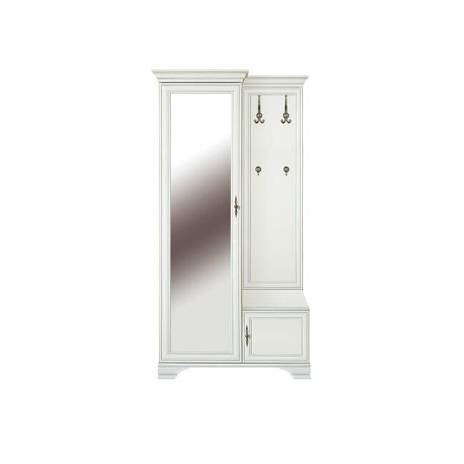 Cuier Idento cu oglinda 110 P/L, MDF si PAL, spatiu depozitare, 115.5x44x210 cm, alb alpin