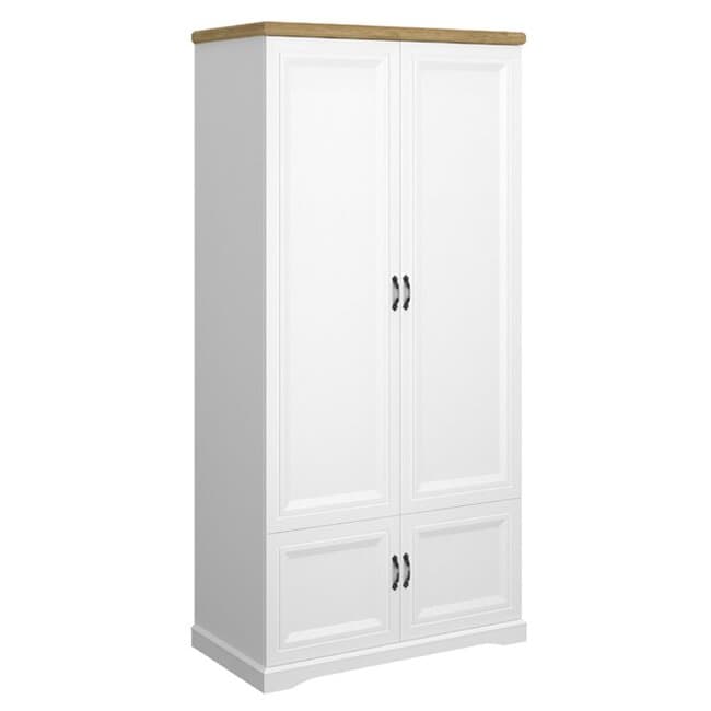 Dulap Haine RIVA SZF 4D, Alb cu Top Natur, 4 Usi, Inaltime 212 cm