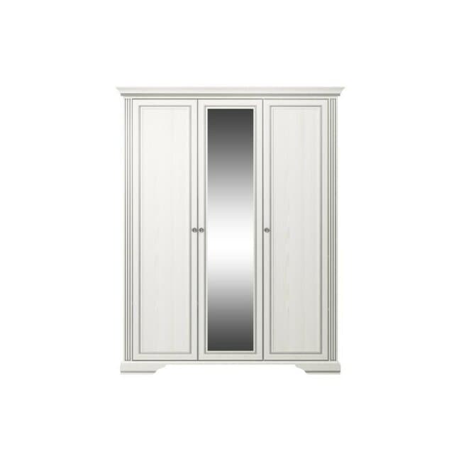 Dulap White 3D(2S), 3 usi, 2 sertare, MDF frezat si PAL melaminat, 176x63.5x221 cm, frasin alb si pin argintiu