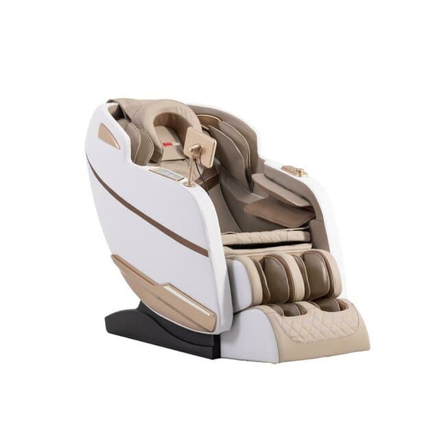 Fotoliu masaj gravitatie zero alb, functie incalzire, bluetooth, role picioare, airbag complet