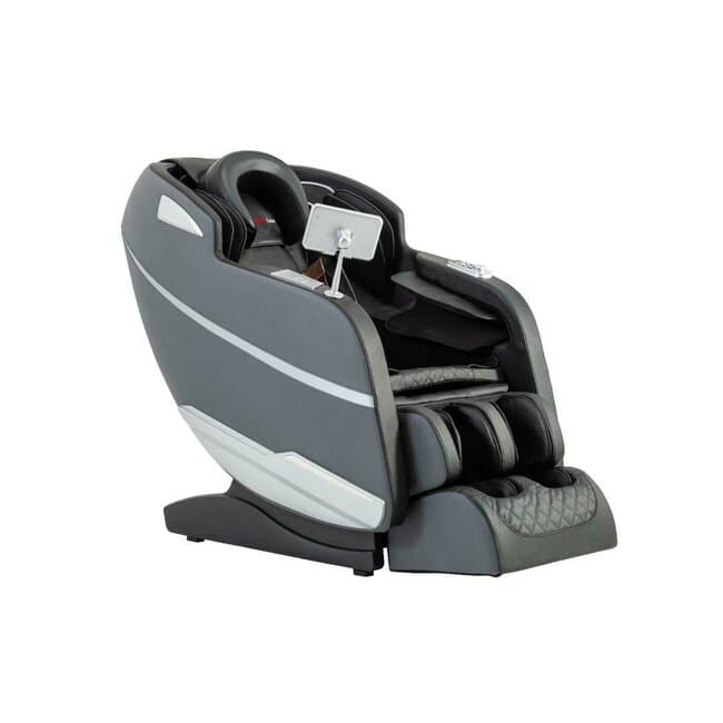 Fotoliu masaj gravitatie zero gri, incalzire, bluetooth, role picioare, airbag corp complet, LED touch