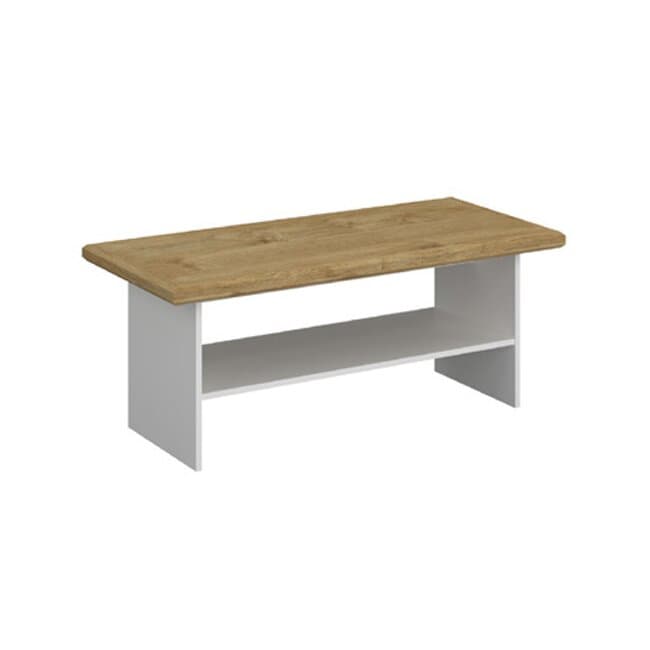 Masuta de Cafea RIVA LAW/120, Alb cu Blat Natur, Stil Scandinav, 120 cm