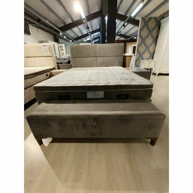 Pat Vance, design modern, tablie tapitata, spatiu depozitare, stofa premium, 160x200 cm, Gri