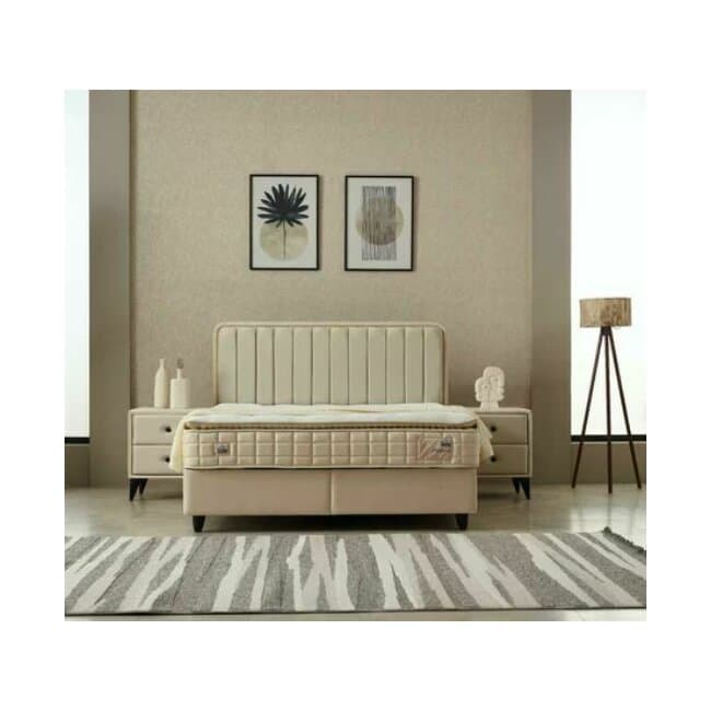 Pat + Saltea gratis, Marisa, culori personalizabile - 140x200 cm, somiera rabatabila si lada depozitare