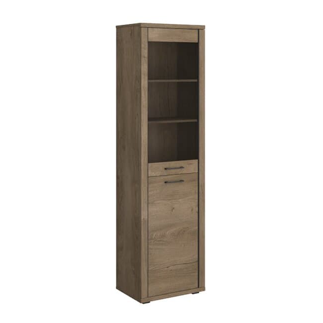 Vitrina CORDAN 1D1W – Dulap vitrina modern cu rafturi si usa | 210x57,3x41 cm