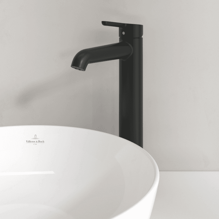 Baterie baie pentru lavoar cu ventil click-clack, negru mat, VilleroyBoch Skyla 250