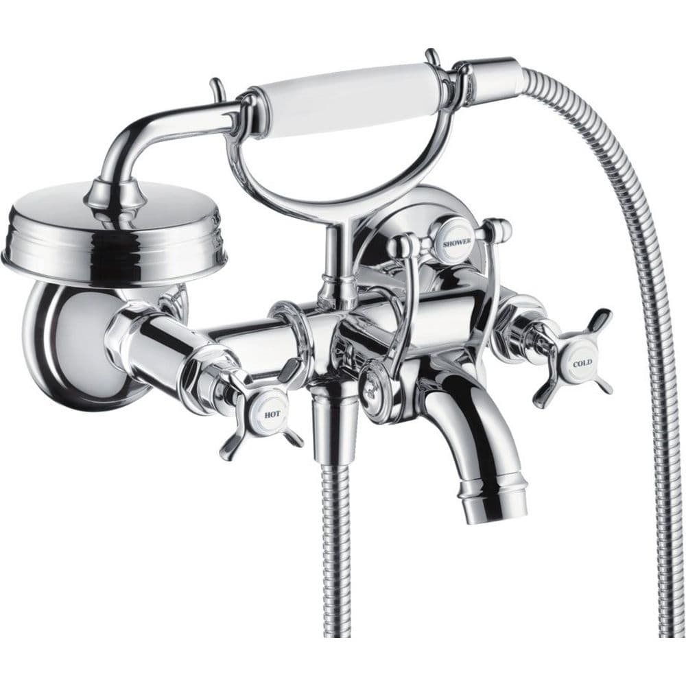 Baterie cada crom lucios cu para si furtun dus, dubla comanda, Hansgrohe Axor Montreux