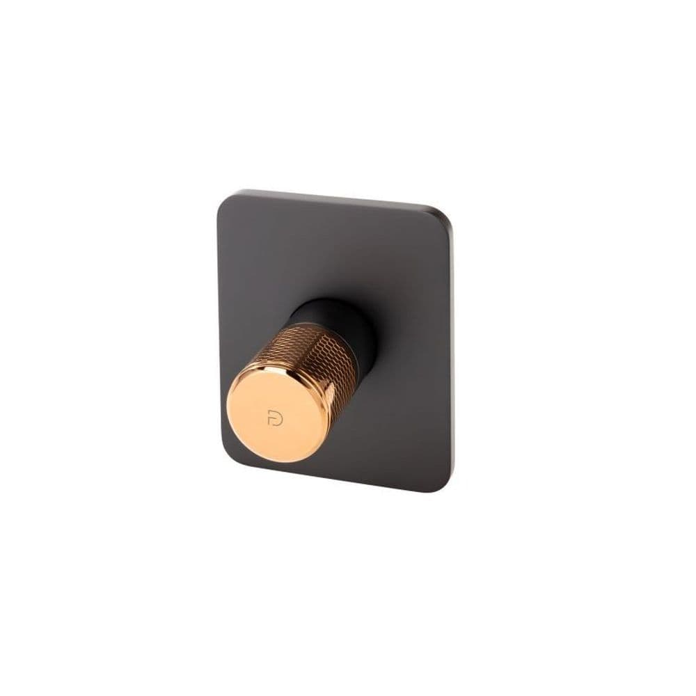 Baterie dus incastrata FDesign Ardesia, corp incastrat inclus, negru mat rose gold lucios
