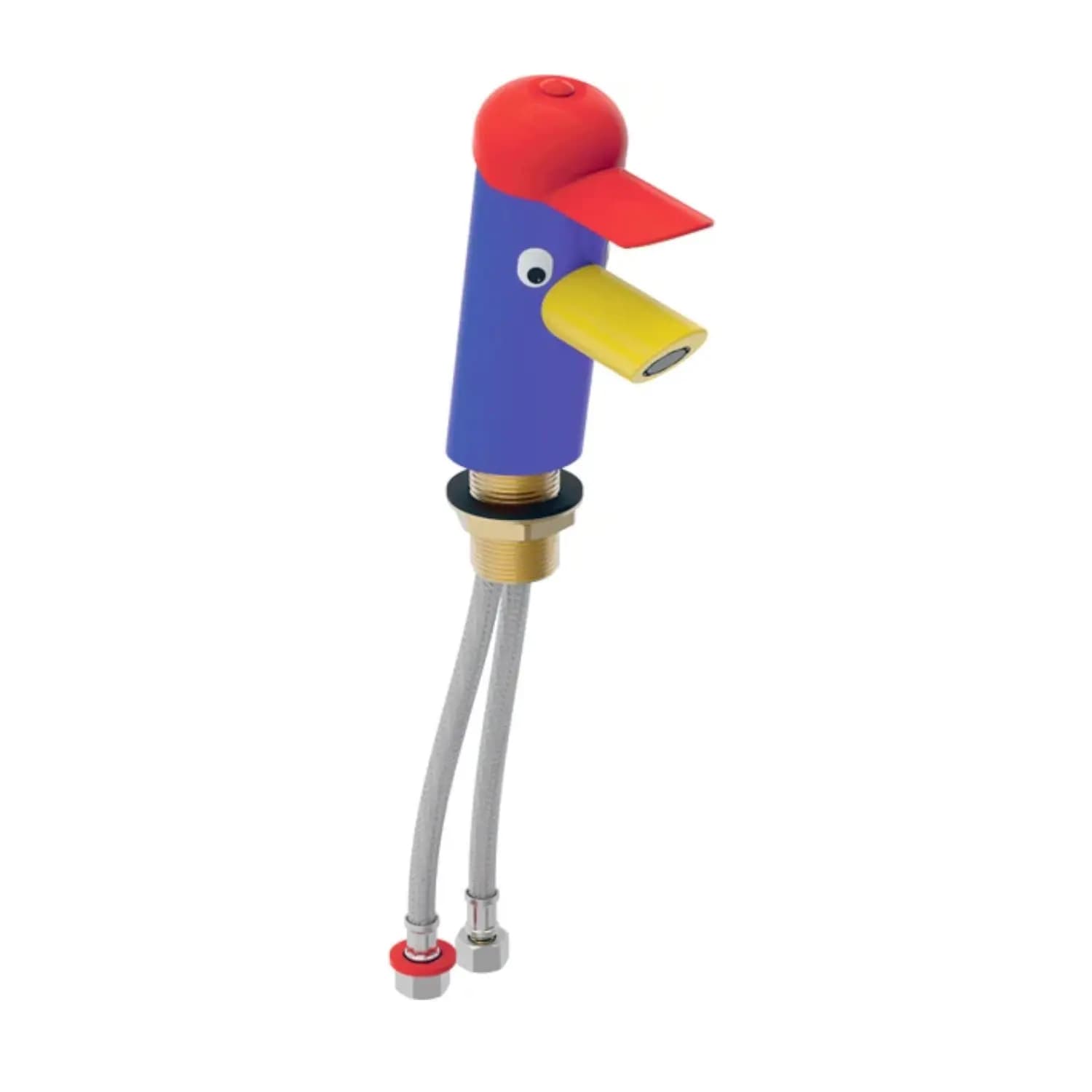 Baterie lavoar pentru copii cu mixare, multicolora albastru galben rosu, pipa fixa 8,5 cm, monocomanda, stativa, Geberit Bambini