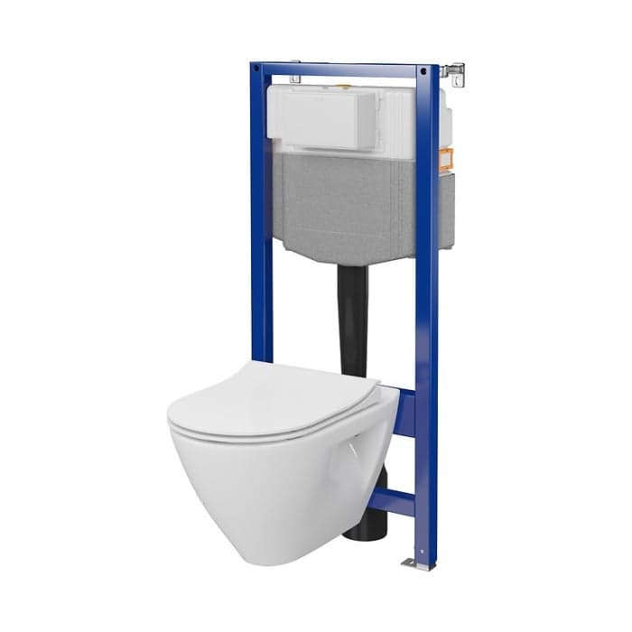 Set rezervor wc incastrat cu vas Wc oval si capac duroplast, Cersanit Millie Plus