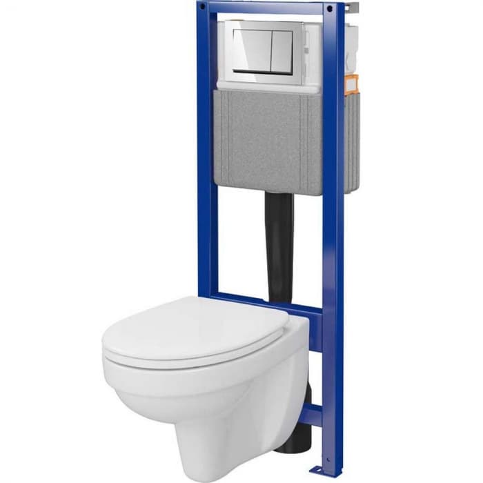 Rezervor WC incastrat + vas WC + capac, set Cersanit, clapeta actionare inclusa Cersania