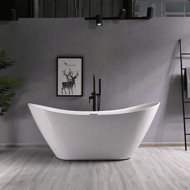 Cada baie freestanding slim 170 x 77 cm, ovala cu preaplin, Bella Foglia