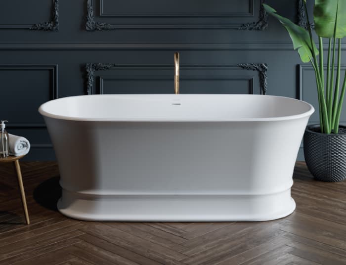 Cada baie freestanding ovala, compozit, cu preaplin, 170 x 84 cm, Foglia Clasic Elegante
