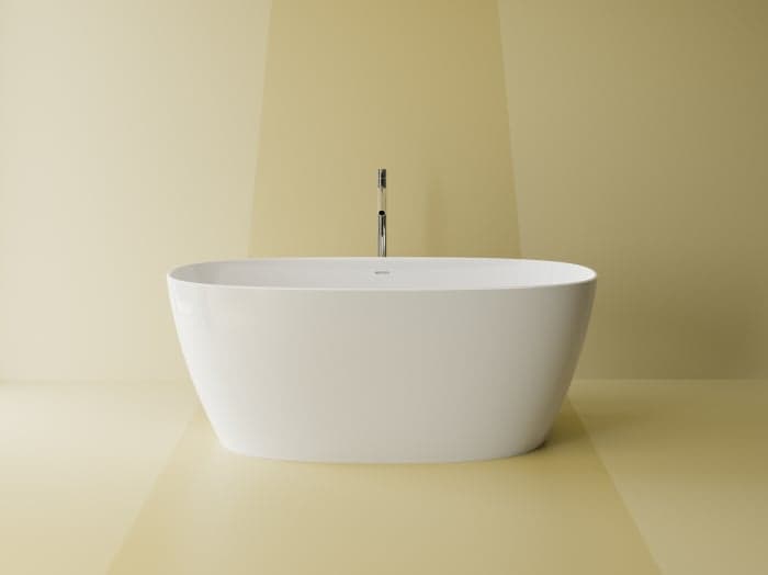 Cada freestanding ovala, compozit alb mat, interior lucios, 160x78.7x61.5 cm, Foglia Lumia