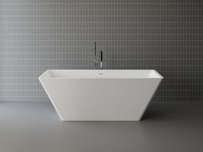 Cada freestanding dreptunghiulara, compozit alb mat, interior lucios, 168x82.9x60.5 cm, Foglia Imperia