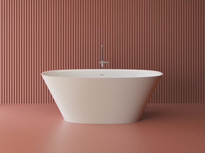Cada freestanding ovala, compozit alb mat, interior lucios, 167x83.1x62.5 cm, Foglia Moonstone