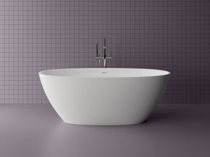 Cada freestanding ovala, compozit alb mat, interior lucios, 167.5x81.3x61 cm, Foglia Cashmere