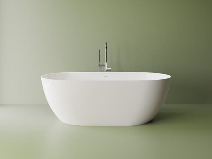 Cada freestanding ovala, compozit alb mat, interior lucios, 180x81.3x60 cm, Foglia Bellevue