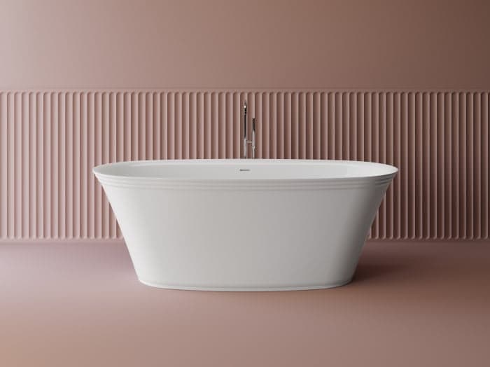 Cada freestanding ovala, compozit alb mat, interior lucios, 170x80x61 cm, Foglia Opal