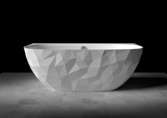 Cada freestanding compozit, 160 x 80 cm, lipita de perete, model 3D, alb lucios Foglia Linea