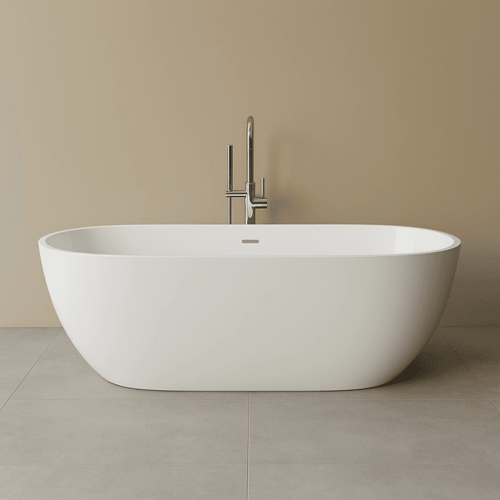 Cada freestanding compozit 180 x 81 cm, ovala, alb lucios, Foglia Shape