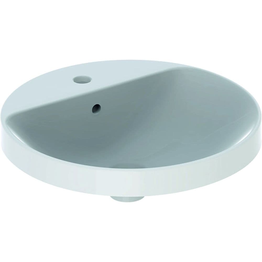 Lavoar baie incastrat alb 48 cm, rotund, cu orificiu baterie, Geberit VariForm