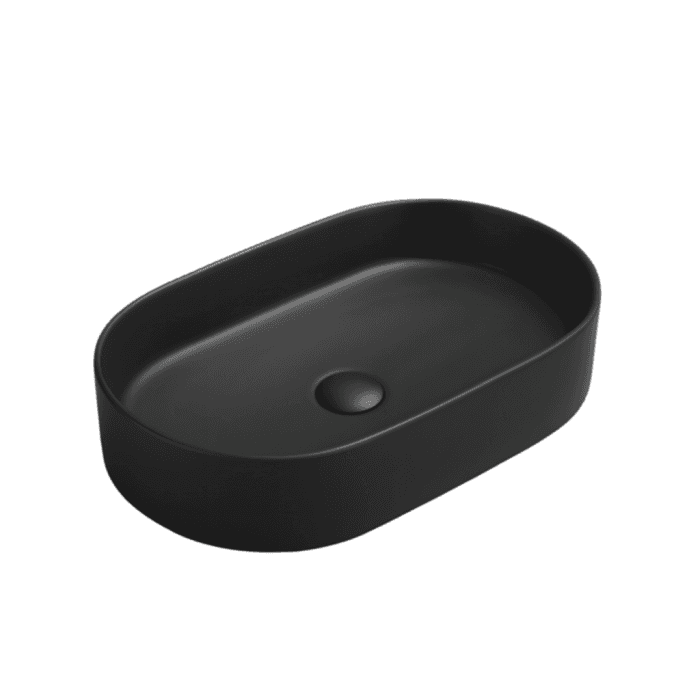 Lavoar baie negru mat montaj pe blat 60 cm, Adelais Foglia