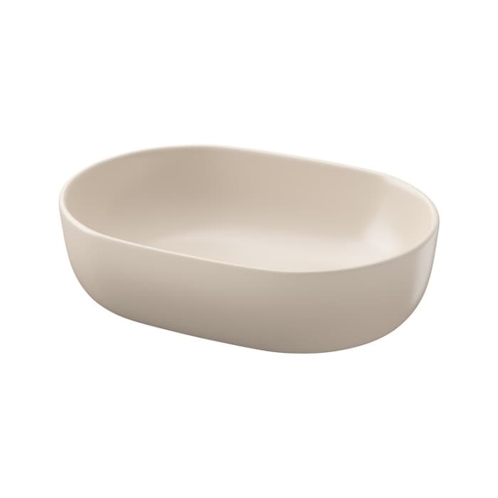 Lavoar pe blat oval, ceramica bej mat, 50x35.5 cm, Cersanit Moduo