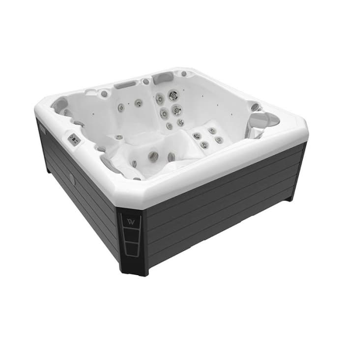 Minipiscina 5 persoane 218 A 218 cm alba cu hidromasaj, acril, Wellis, Palermo CityLife Deluxe
