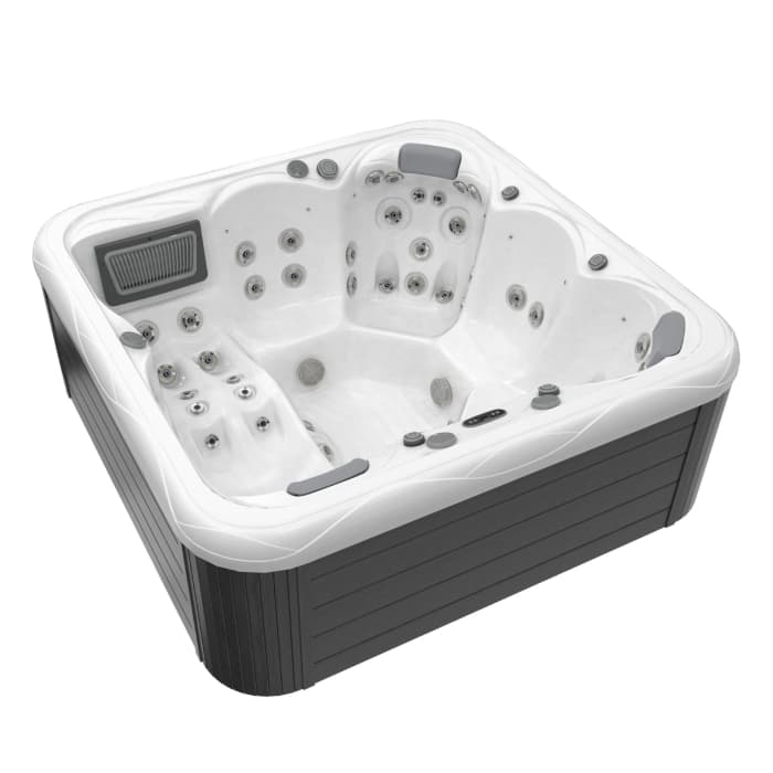 Minipiscina, alb-lucios, cu led si sistem audio 6 persoane, 215 x 215-cm, Wellis Venus