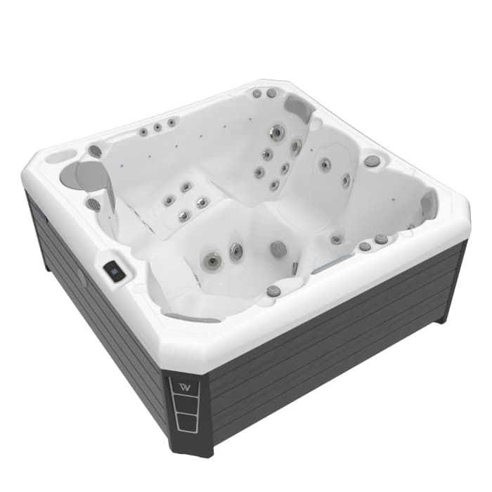 Minipiscina Malaga Life Deluxe alb lucios, Wellis, sistem stereo myMusic, 6 locuri, 218 A 218 cm