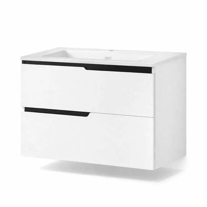 Mobilier pentru lavoar incastrat 60 cm, alb mat, Fluminia Bari