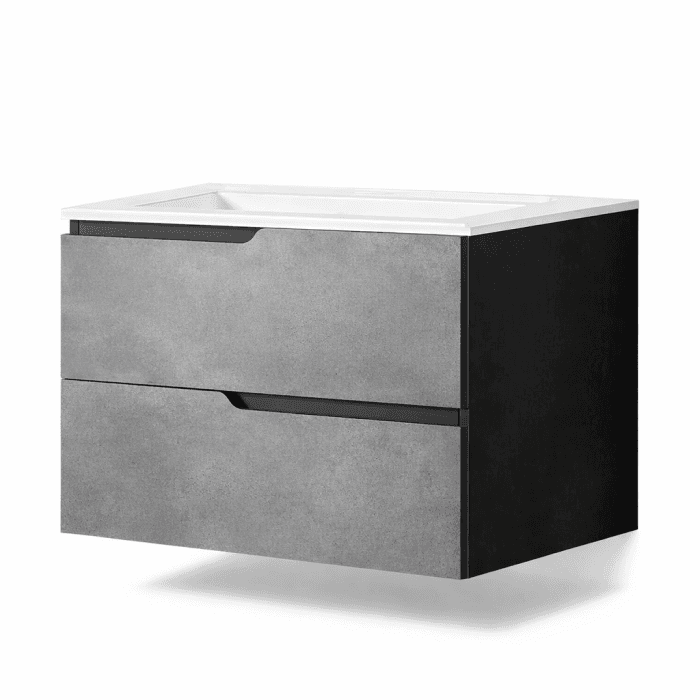 Mobilier pentru lavoar incastrat 60 cm, sertare softclose, gri urban, Fluminia Bari