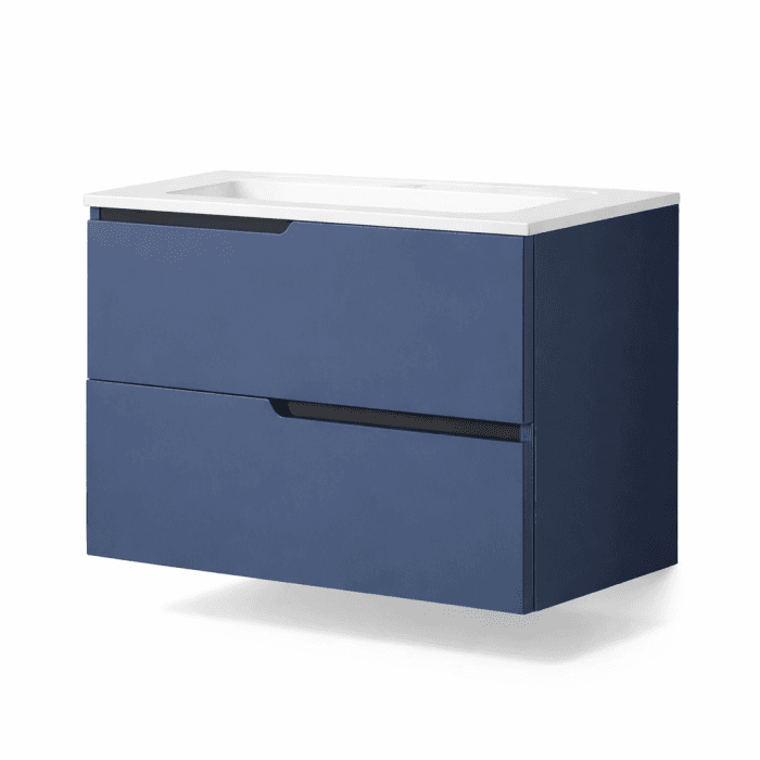 Mobilier pentru lavoar incastrat 80 cm, albastru mat, Fluminia Bari