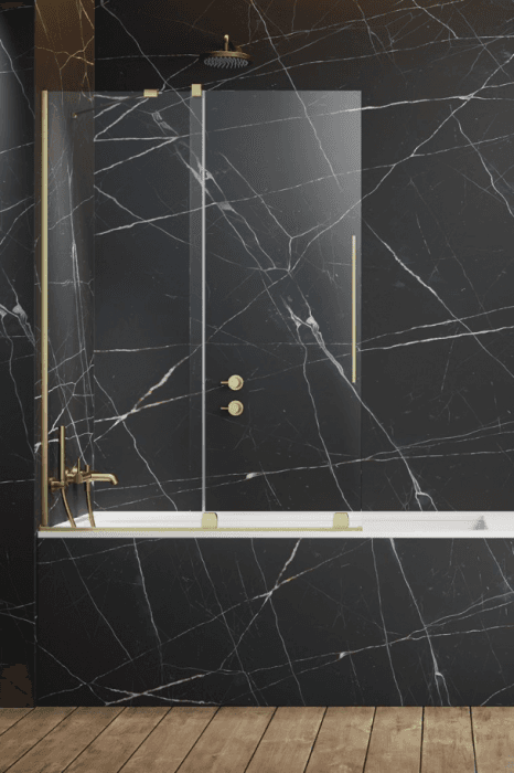 Paravan cada glisant, 170x150 cm, auriu periat, orientare stanga, Radaway Furo