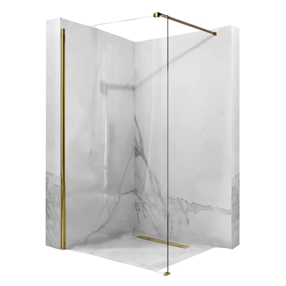 Paravan dus sticla securizata easy clean walk-in 120x200 cm, auriu periat, Mediterraneo Foxy