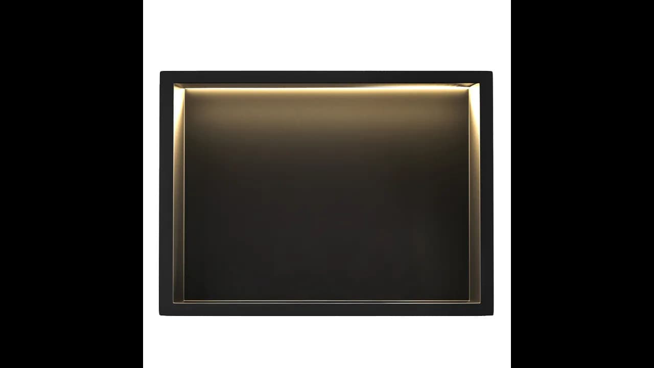Raft baie incastrat in perete 30x45 cm, negru mat, cu LED, Rea